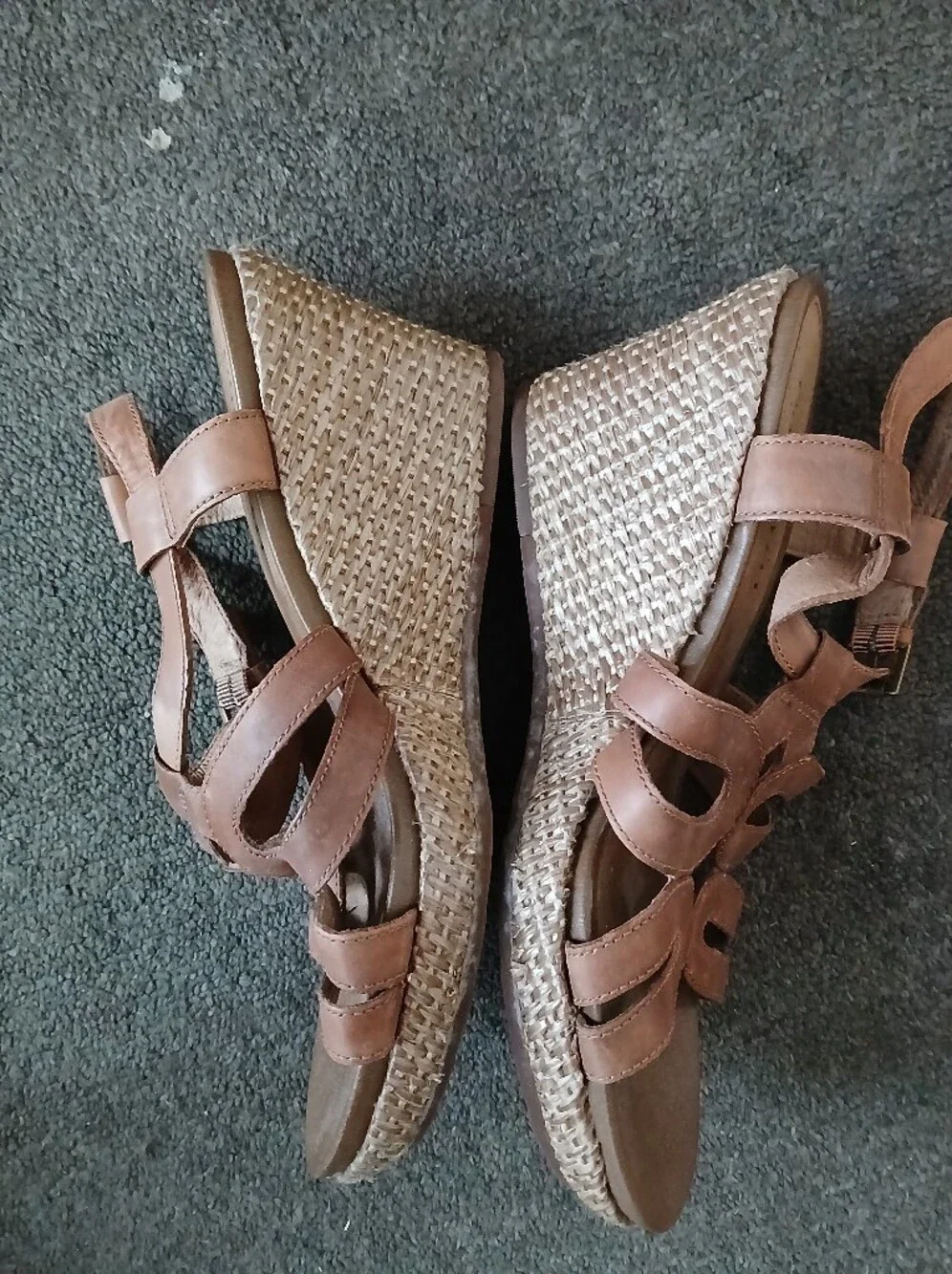 Cobb Hill Women's Tan Wedge Sandals with Braided Size 7.5M